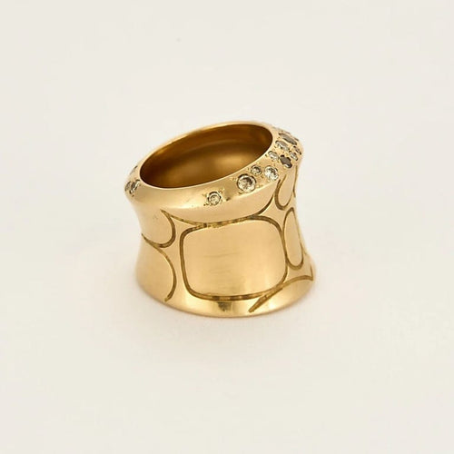 Bague 51 Pomellato - Bague écailles de crocodile en or rose sertie de diamants 58 Facettes