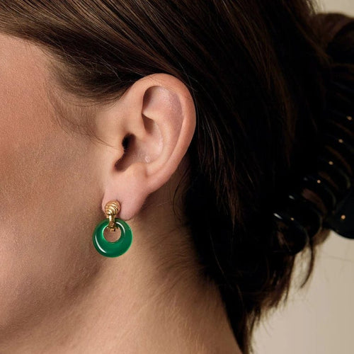 Boucles d'oreilles Van Cleef & Arpels - Boucles d’oreilles clips en or jaune, chrysoprases et hématites 58 Facettes