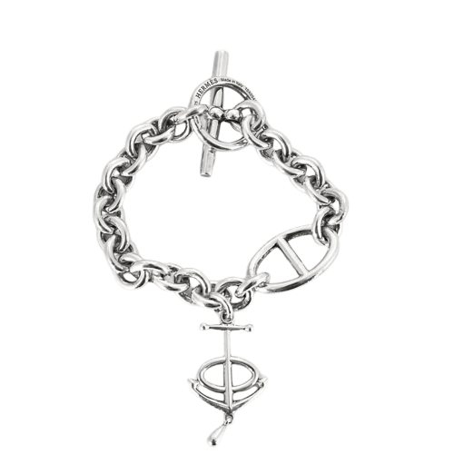 Bracelet Hermès Chaîne d’ancre - Bracelet en argent 925 avec pampille ancre 58 Facettes