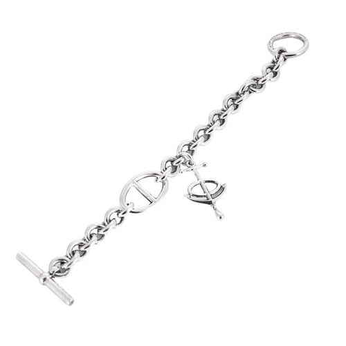 Bracelet Hermès Chaîne d’ancre - Bracelet en argent 925 avec pampille ancre 58 Facettes