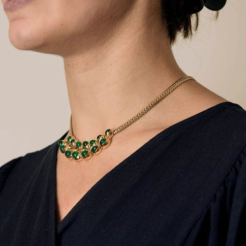 Collier René Boivin - Collier en or jaune 18K et émeraudes 58 Facettes