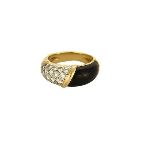 Bague 46 Van Cleef & Arpels - Bague en or jaune 18 K, platine, onyx et diamants 58 Facettes