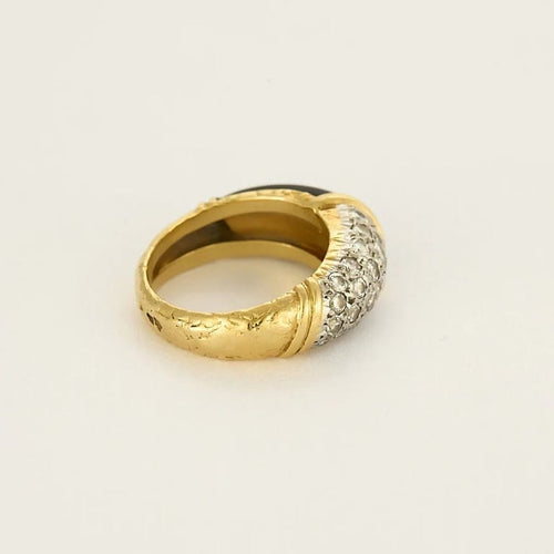 Bague 46 Van Cleef & Arpels - Bague en or jaune 18 K, platine, onyx et diamants 58 Facettes