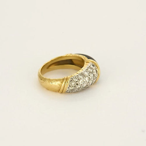 Bague 46 Van Cleef & Arpels - Bague en or jaune 18 K, platine, onyx et diamants 58 Facettes