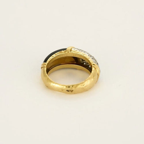 Bague 46 Van Cleef & Arpels - Bague en or jaune 18 K, platine, onyx et diamants 58 Facettes