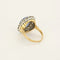 Bague 57 Bague marguerite en or blanc et or jaune, saphir 9 ct et diamants 58 Facettes
