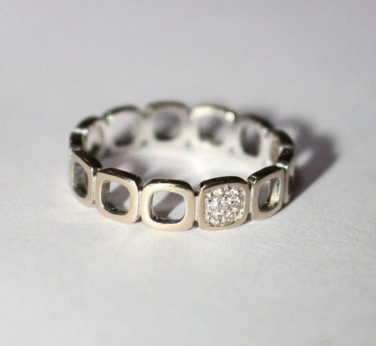 Bague 55 Dinh Van Impression Domino - Alliance en or blanc et diamants 58 Facettes 600