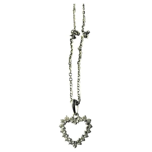 Collier Collier cœur en or blanc et diamants 58 Facettes 203