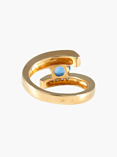 Bague 54 Bague saphir du Sri Lanka en or jaune 18 ct et diamants 58 Facettes 392