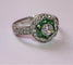 Bague 53 Bague style Art déco en or blanc 18k, diamants et tsavorites 58 Facettes 416