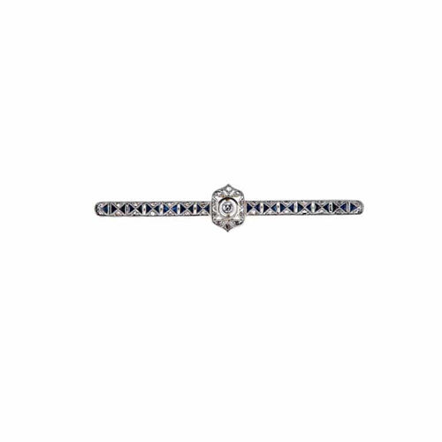 Broche Broche-barrette Art déco en or jaune et platine, saphirs et diamants 58 Facettes 440