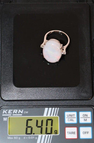 Bague 53 Bague opale blanche d’Australie en or gris 18k et diamants 58 Facettes 479