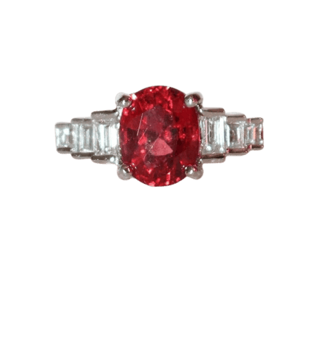 Bague 53.5 Bague en or blanc 18 ct avec spinelle naturel et diamants 58 Facettes 397