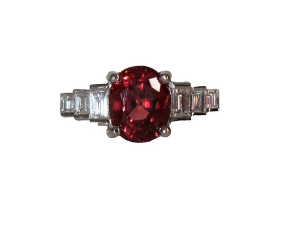 Bague 53.5 Bague en or blanc 18 ct avec spinelle naturel et diamants 58 Facettes 397