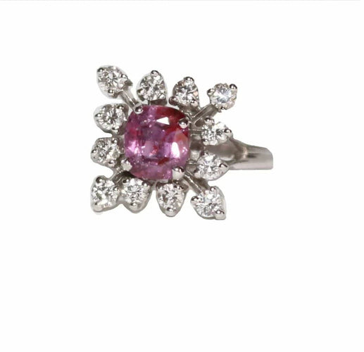 Bague 49 Bague rubis naturel et diamants en or blanc 18 ct 58 Facettes 504