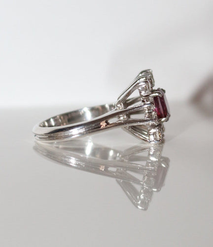 Bague 49 Bague rubis naturel et diamants en or blanc 18 ct 58 Facettes 504