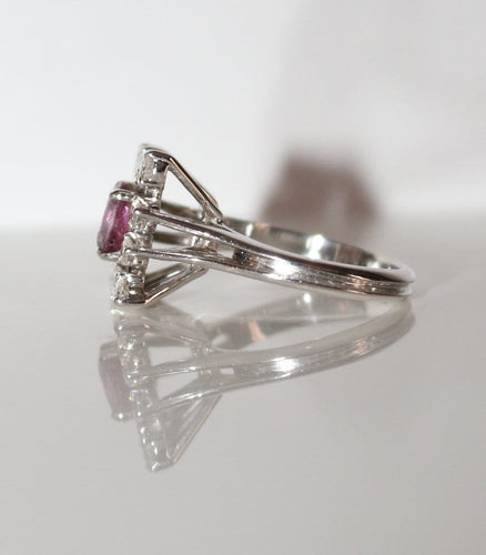 Bague 49 Bague rubis naturel et diamants en or blanc 18 ct 58 Facettes 504