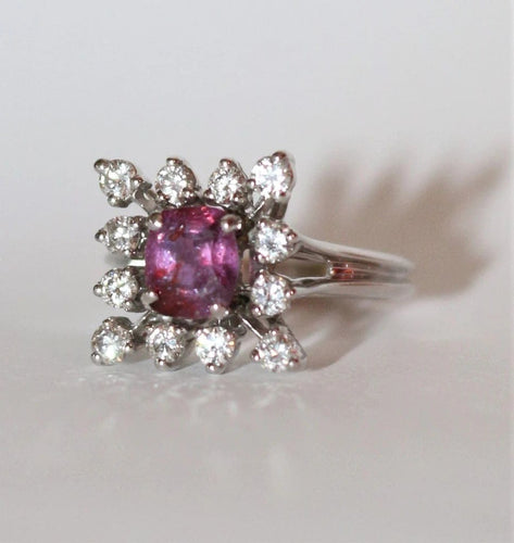 Bague 49 Bague rubis naturel et diamants en or blanc 18 ct 58 Facettes 504