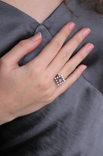 Bague 49 Bague rubis naturel et diamants en or blanc 18 ct 58 Facettes 504