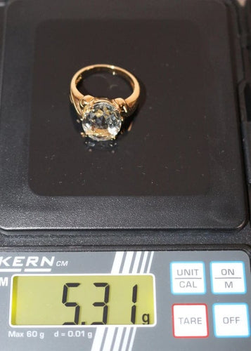 Bague 54 / Aigue-marine Bague en or jaune 18k sertie d’une aigue-marine ovale 4,93 ct 58 Facettes 515