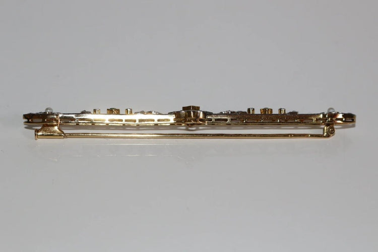 Broche Broche-barrette Art déco en or 18k avec émeraudes, perles et diamants 58 Facettes 525
