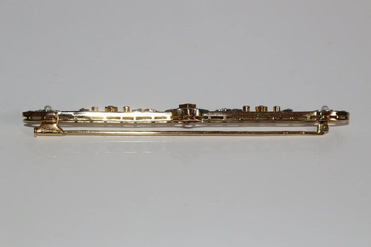 Broche Broche-barrette Art déco en or 18k avec émeraudes, perles et diamants 58 Facettes 525