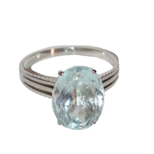Bague 54 Bague en or blanc 18k sertie d’une aigue-marine 58 Facettes 521