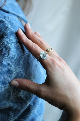 Bague 54 Bague en or blanc 18k sertie d’une aigue-marine 58 Facettes 521