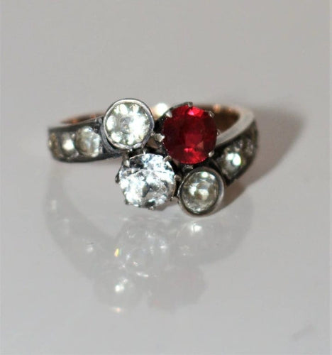 Bague 51.5 Bague Vous et Moi - Bague ancienne en or jaune 18k et argent 58 Facettes 513
