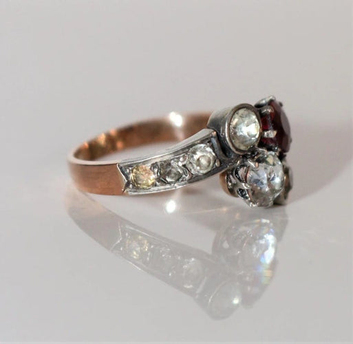 Bague 51.5 Bague Vous et Moi - Bague ancienne en or jaune 18k et argent 58 Facettes 513