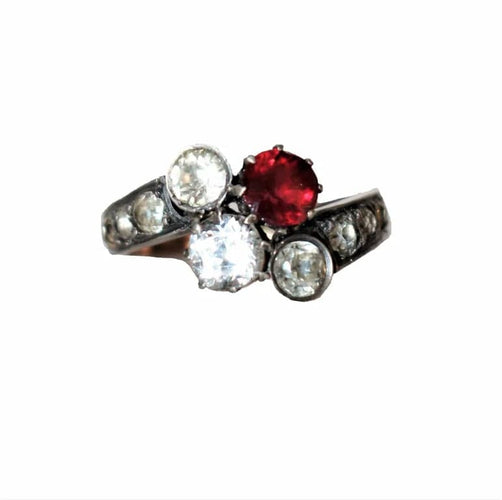 Bague 51.5 Bague Vous et Moi - Bague ancienne en or jaune 18k et argent 58 Facettes 513