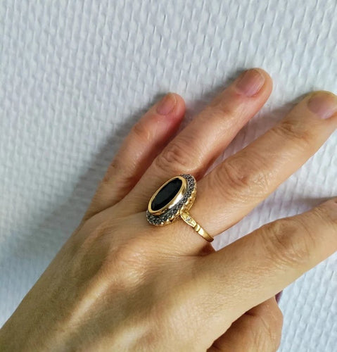 Bague 53 Bague Pompadour en or jaune et gris avec saphir et diamants 58 Facettes 561