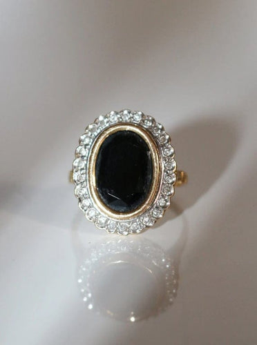Bague 53 Bague Pompadour en or jaune et gris avec saphir et diamants 58 Facettes 561