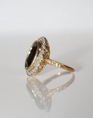 Bague 53 Bague Pompadour en or jaune et gris avec saphir et diamants 58 Facettes 561