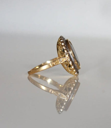 Bague 53 Bague Pompadour en or jaune et gris avec saphir et diamants 58 Facettes 561