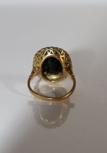 Bague 53 Bague Pompadour en or jaune et gris avec saphir et diamants 58 Facettes 561