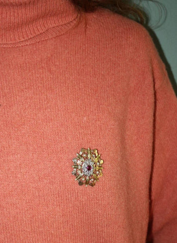 Pendentif Napoléon III - Pendentif broche en trois ors 18 carats, grenat et diamants 58 Facettes 571