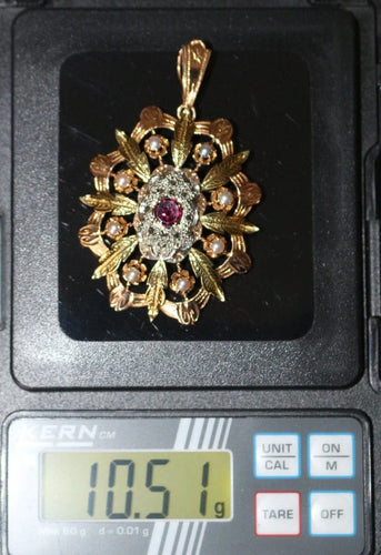 Pendentif Napoléon III - Pendentif broche en trois ors 18 carats, grenat et diamants 58 Facettes 571