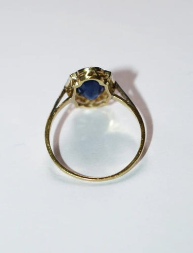 Bague 53 Bague Belle Époque en or jaune et blanc, saphir et diamants 58 Facettes 579