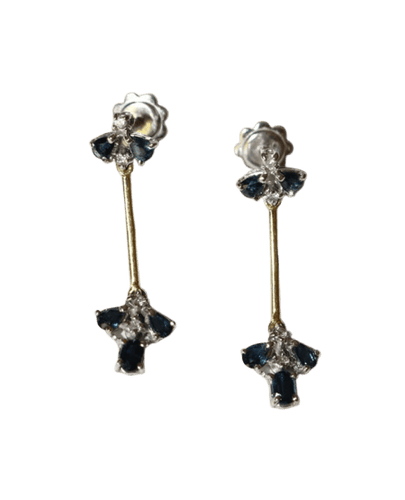 Boucles d'oreilles Pendants d’oreilles en or jaune et or blanc avec saphirs et diamants 58 Facettes 586