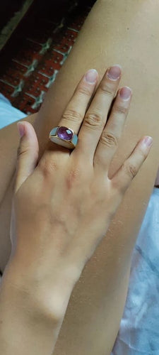 Bague 53 Bague jonc en or jaune 18 carats avec améthyste et nacre 58 Facettes 588
