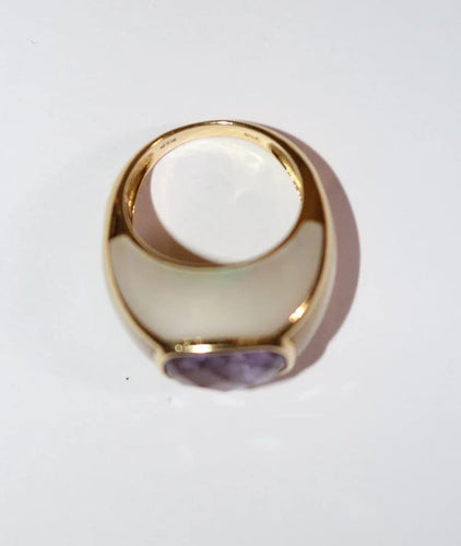 Bague 53 Bague jonc en or jaune 18 carats avec améthyste et nacre 58 Facettes 588