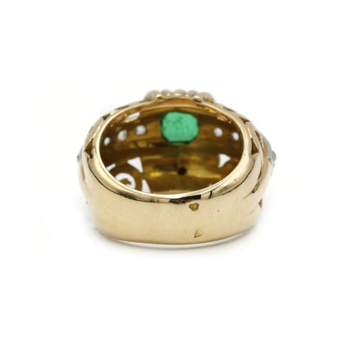 Bague 55 Bague en or jaune avec émeraude et diamants 58 Facettes 1032