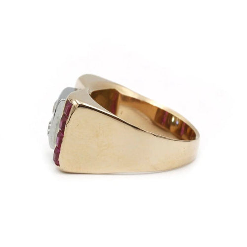 Bague 54 Bague Tank en or jaune 750‰ sertie de diamants et rubis 58 Facettes 1050