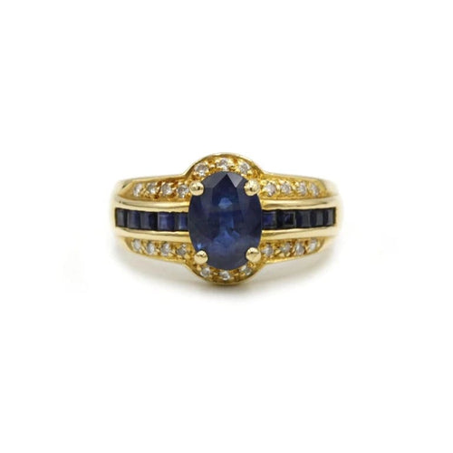 Bague 52 Bague en or jaune avec saphirs et diamants 58 Facettes 1029