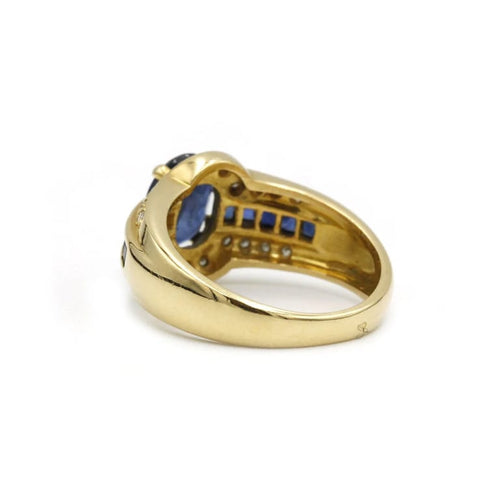 Bague 52 Bague en or jaune avec saphirs et diamants 58 Facettes 1029