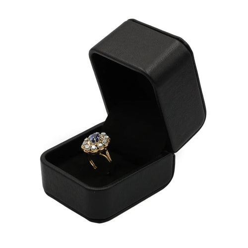 Bague 56 Bague en or jaune 750‰, saphir et diamants taille ancienne 58 Facettes 1031