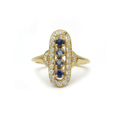Bague 50 Bague en or jaune 750‰ sertie de diamants et saphirs 58 Facettes 1035
