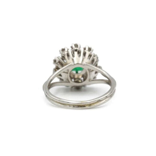 Bague 49 Marguerite - Bague en or blanc 750‰ émeraude et diamants 58 Facettes 1040