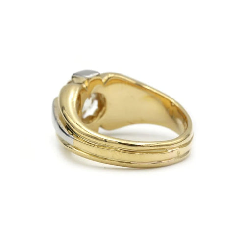 Bague 53 Chevalière - Bague en or jaune et blanc avec diamant 58 Facettes 1045